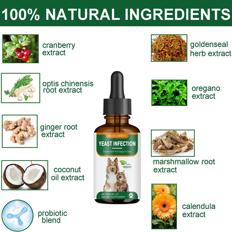 Yeast Infection Treatment for Dogs & Cats, Naturally Supports Itchy Skin & Ear Infections Treatment, Relieves Itching & Irritation, Reduces Ears & Paws Inflammation (1pcs) 1pcs