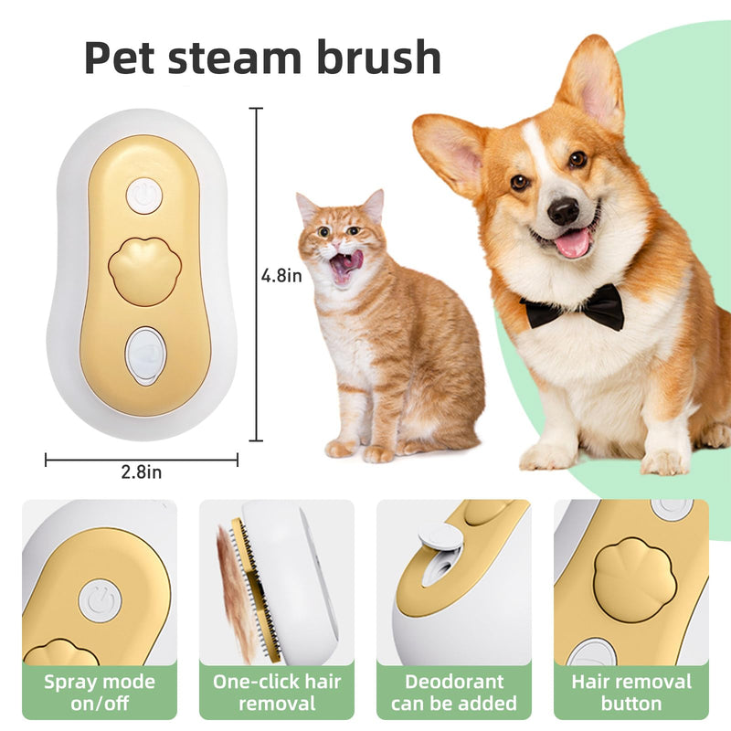 Cat Steam Brush,3in1 Cat Brush for Shedding,Cat Steam Brushes for indoor Cats,Rechargeable Cat Deshedding Brush with Steam for Long & Short Haired Cats and Dogs - BeesActive Australia