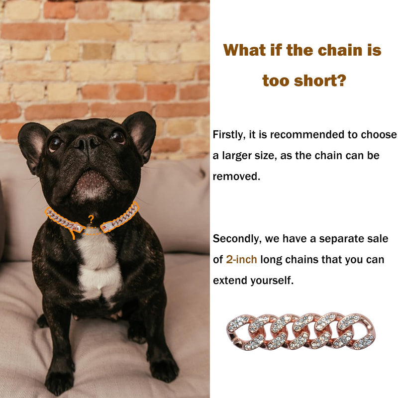 Length Adjustable Dog Chain Collar Diamond-Studded Cuban Link 13mm Wide Dog Necklace Jewelry Accessories 4 Colors 8-30in for Small Medium Large Dogs/Cats (Silver, 22in) Silver - BeesActive Australia