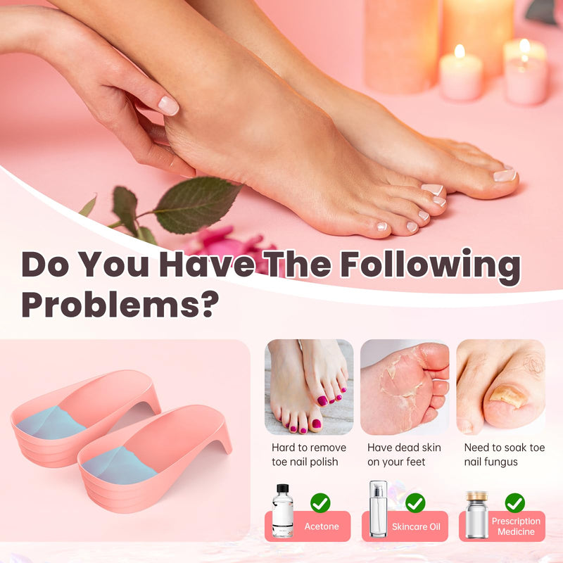 Hand Toe Nail Soaking Bowl: 12PCS Large Size Hand & Foot Nail Soak Off Bowl for Nail Lovers - Acetone Proof Toe Soaking Tray with Manciure Pedicure Tools for Dip Powder Gel Polish Remover (Pink,Pink) Pink,Pink