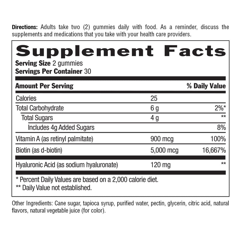 Country Life Maxi-Hair Skin & Nails Gummies with Biotin, 60 Count | Berry Flavored gummies with5,000 mcg biotin and hyaluronic acid to support healthy hair, skin, and nails
