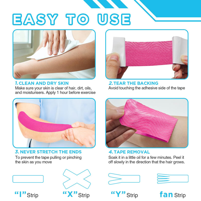 OK TAPE 100Pcs Precut Kinesiology Tape Strips, Elastic Athletic Tape for Joints Support & Muscle Pain Relief, Waterproof, Kinetic Tape for Shoulder, Knee, Ankle (5 Colors, 2 inch x 10 inch) Mixed 100 Pcs