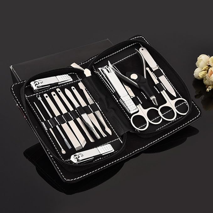 PhantomSky Nail Clippers Set, 15 Pieces, Multi-functional Stainless Steel Nail Care Set, Scissors, Portable, Stainless Steel Pedicure Set, Nail Clippers Cleaner, Manicure, Essential Set, For Hands, - BeesActive Australia