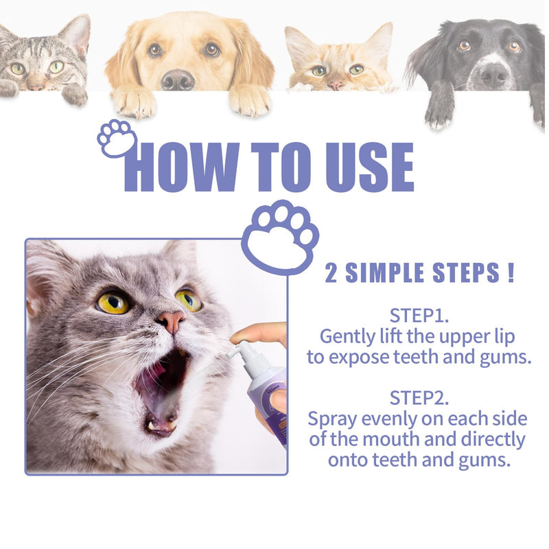 Teeth Cleaning Spray for Dogs & Cats - 2pcs Dog Teeth Cleaning - dog breath Spray - Dog and Cat Natural Breath Freshener - Get rid of Bad Breath - Relieve Teeth and Gums and Other Discomforts