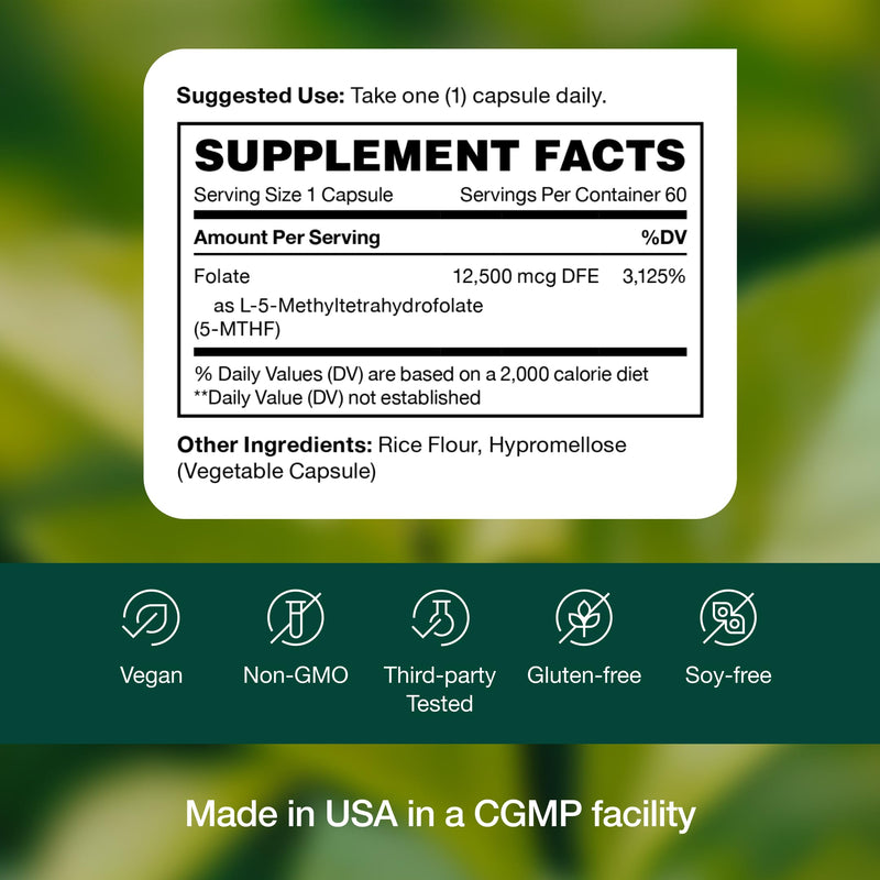Fresh Nutrition L Methylfolate 7.5mg – DNA Verified for Maximum Potency – Superior Bioavailability – 5-MTHF Methyl Folate - 90 Capsules 7.5mg 90 Capsules