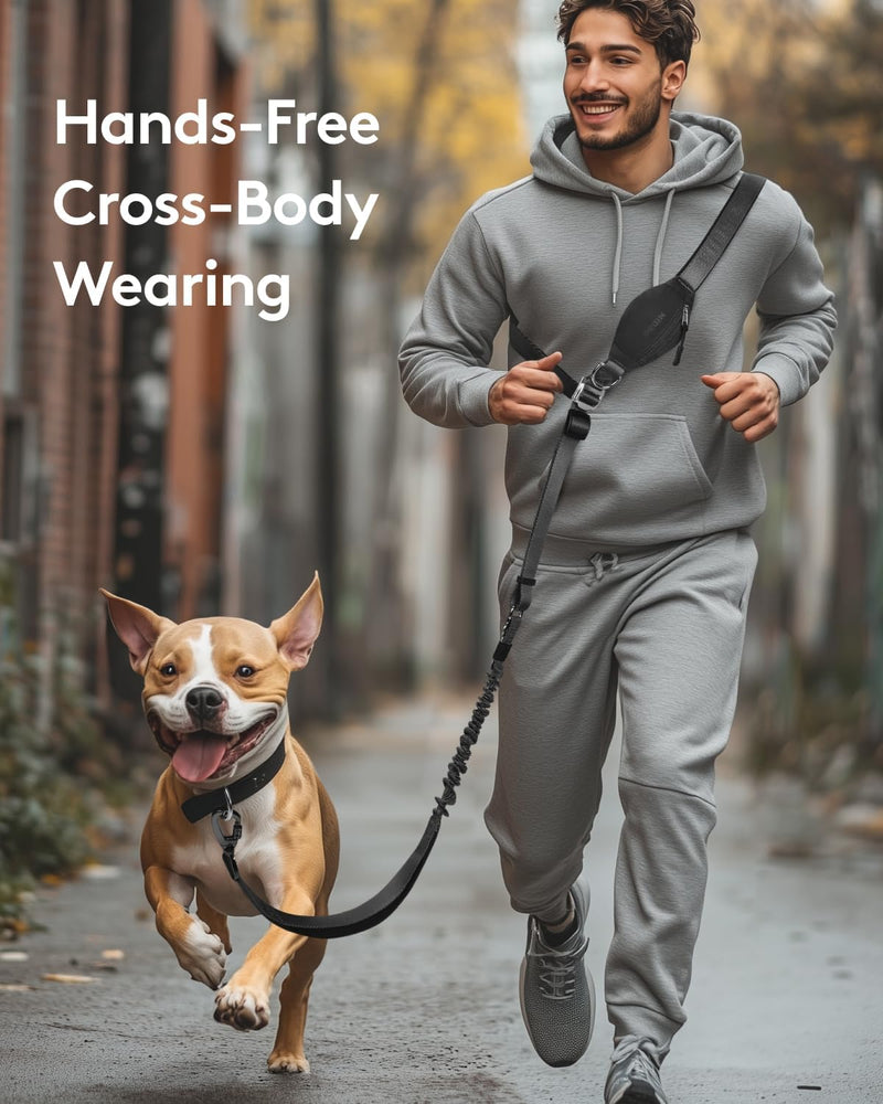 MIDOG Hands Free Dog Leash - Adjustable Length Waist Leash for Dog Walking,Multifunctional Runing Leash with Ziiper Pouch for Large Dogs,Black,4FT-7FT Black Hands Free Leash 4Ft-7Ft - BeesActive Australia
