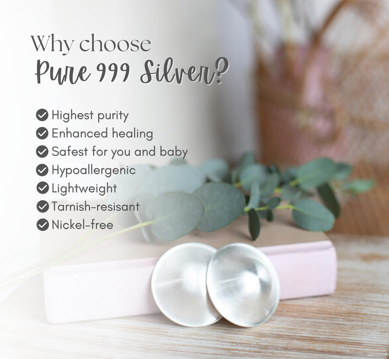 Cradle & Grace Pure 999 Silver Nursing Cups & Carrying Case | Silver Nipple Covers Breastfeeding Kit for All-Natural Healing | Silver Nipple Shields for Nursing Moms | Sore Nipple Relief Breastfeeding Regular - BeesActive Australia