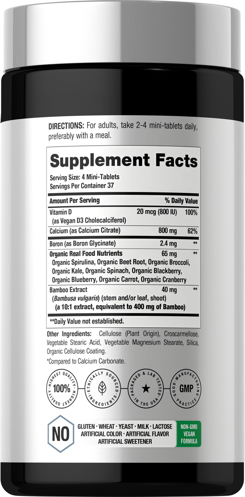 Horbäach Calcium Citrate with Vitamin D3 & Boron | 150 Tablets | Supplement for Men and Women | Vegan, Non-GMO, Gluten Free