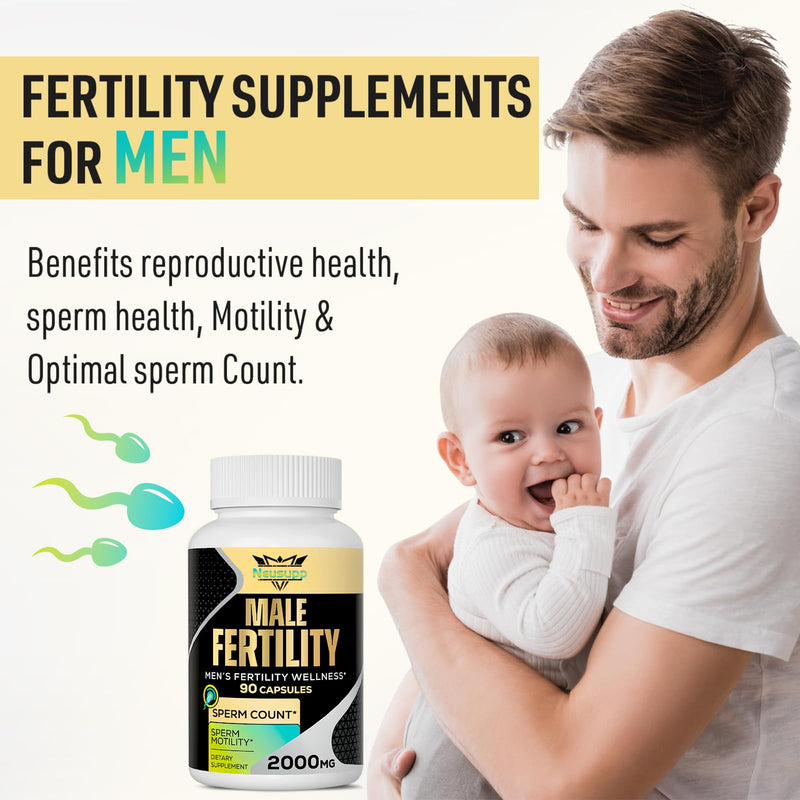 Fertility Supplements for Men Sperm Count & Motility - 90 Capsules | Mens Fertility Supplements With CoQ10, Maca Root, Zinc, Nac & Folate, Pre-Conception Support for Him, Men Prenatal Vitamins 90 Count (Pack of 1)