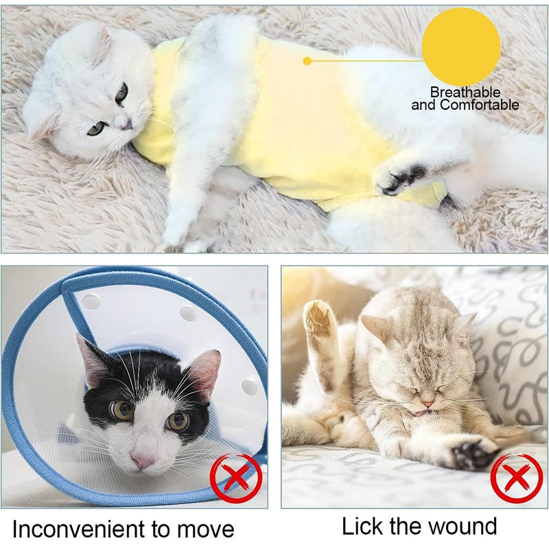 KSUKTSW Cat Bodysuit After Surgery Castration Cat Body Recovery Suit Cat Clothing Neck Brace Alternatives Cat Bodysuit for Cats Surgery Anti-Licking After Surgery Wear (M) - BeesActive Australia