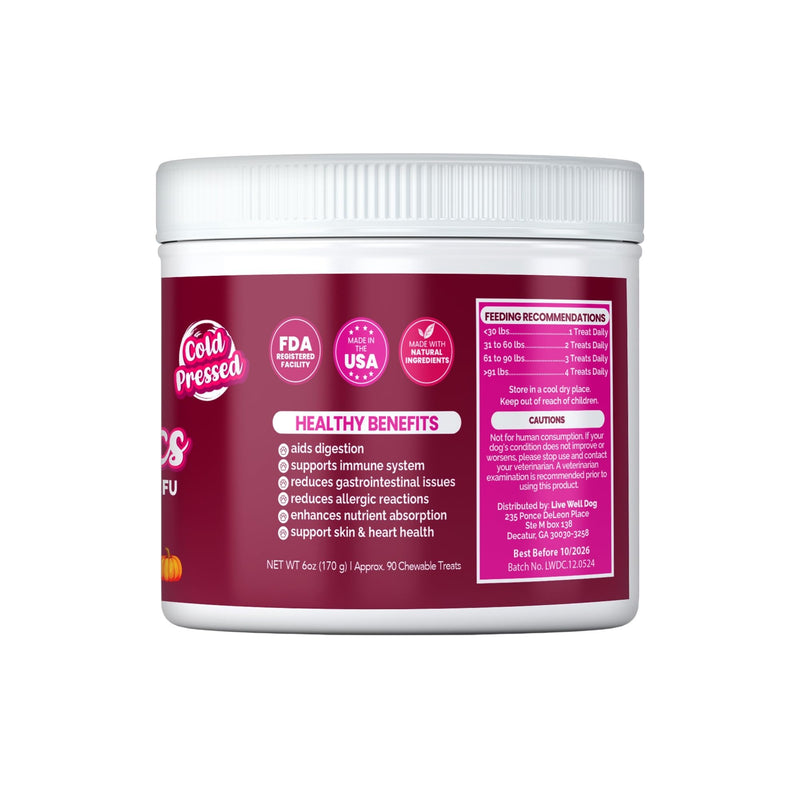 Probiotic Chews for Dogs 6-Strain Blend, Peanut Butter Flavor, Plant-Based Digestive Support, Soft Chews