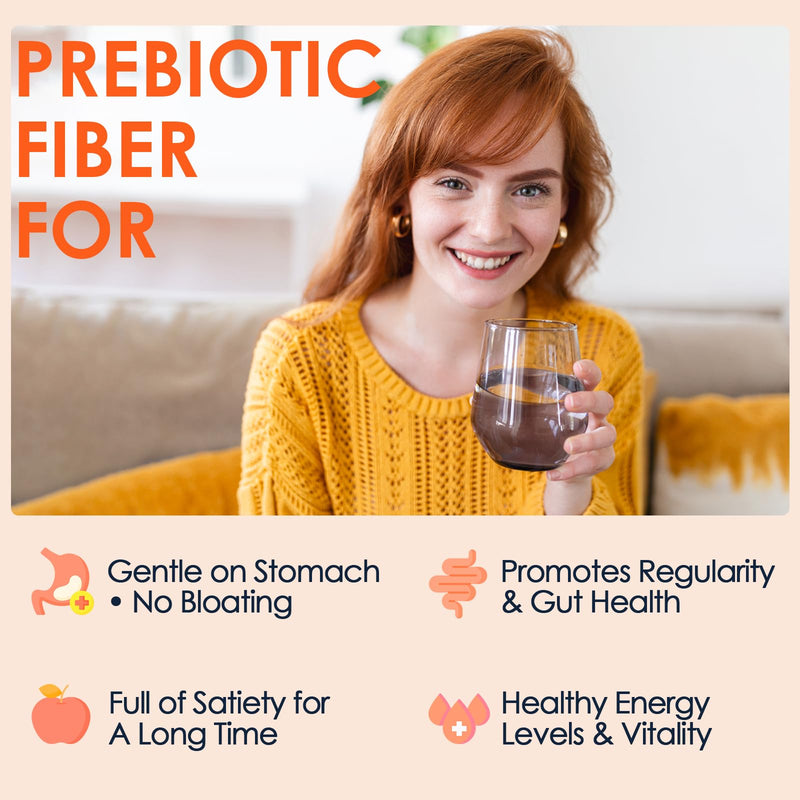 DRFOSTER Soluble Fiber Supplement Powder Unflavored - 5g, 70 Servings | Prebiotic Fiber with Acacia Fiber & Inulin Powder for Digestive Health and Regularity | Gluten & Sugar Free, Vegan