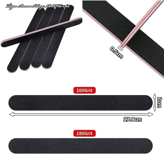 Tigre Amore Nail File Emery Board 100G 180G Nail File Set of 26 - BeesActive Australia