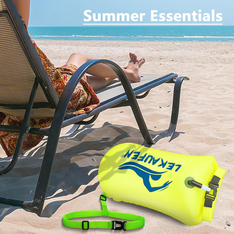 Swim Buoy for Open Water 2 Pack, 20L Swim Safety Float Waterproof Dry Bag for Swimmers Triathletes Kayakers Snorkelers, Swimming Pull Buoy for Safer Swim Training (Yellow & Orange) Yellow - BeesActive Australia