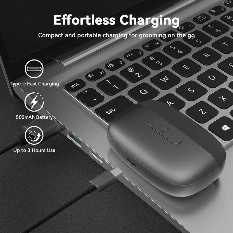 Electric Nail Clipper Fingernail Trimmer: 3-in-1 Automatic Nail Polisher with LED Light, Clip Storage, 2-Speed, Rechargeable Smart Nails Cutter Easy to Use for Seniors, Baby, Adult, Black Dark Gray