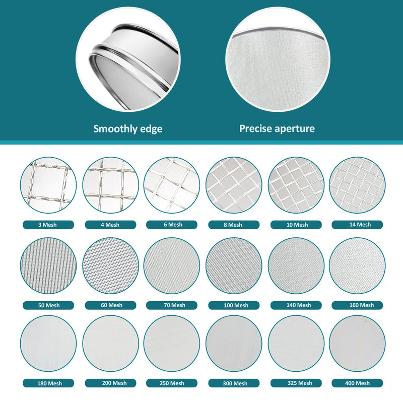 304 Stainless Steel Mesh Lab Sieve, 1000 Mesh(0.015mm) Aperture Test Sieve, 7.9Inch(20cm) Diameter Economy Standard Analysis Sample Test Sieves for Industrial Laboratory Homes 1000Mesh(0.015mm)/Ф7.9in - BeesActive Australia