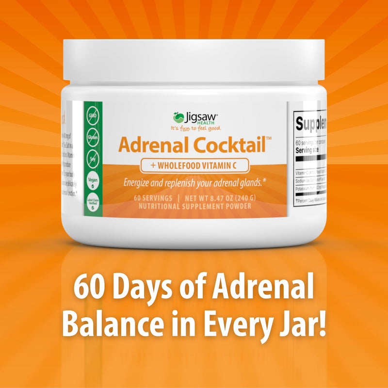Jigsaw Health Adrenal Cocktail + Wholefood Vitamin C | with Potassium Bicarbonate, Sea Salt, and Acerola Cherry Extract | 60 Servings (Jar) Jar