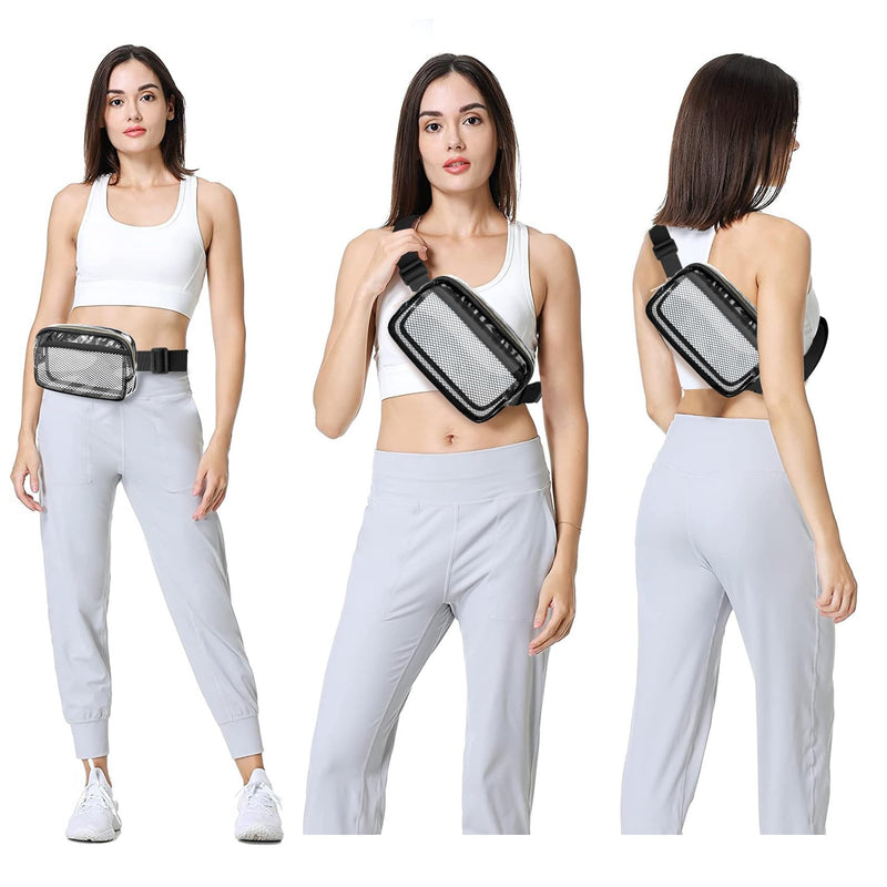 Clear Fanny Pack Crossbody Bag For Women And Men Belt Bag Gift For Women Bum Bag with Adjustable Strap for Sports Clear Mesh Light Blue Clear Fanny Pack With Mesh