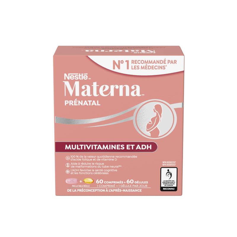 NESTLÉ Materna Prenatal Multivitamin with DHA Supplement | Folic Acid | 60 tablets + 60 DHA soft gels | 100 Percent RDA of Folic Acid