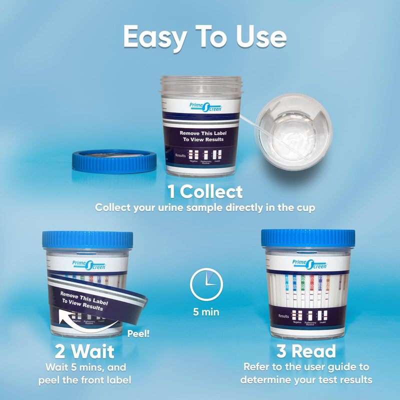 Prime Screen 12 Panel Drug Test Kit - Instant Urine Testing Marijuana(THC),AMP,BAR,BZO,COC,mAMP,MDMA,MOP/OPI 300 Cut-Off Level,MTD,OXY,PCP,TCA -TDOA-7125 [5 Pack] - BeesActive Australia