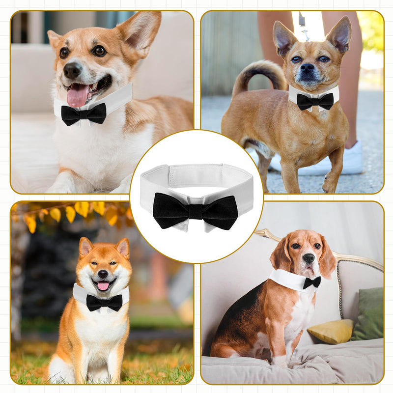 Dog Bow Tie Dog Bowtie Tuxedo Collar Bow Tie Dog Collar Black Bowtie with Handcrafted Adjustable White Collar Formal Pet Cat Necktie Collar for Medium Large Boy Dog Wedding Grooming Bows Birthday Gift - BeesActive Australia