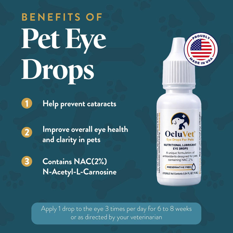OcluVet Bundle Eye Supplements for Dogs & Cats | Vision Chews with Omega-3 for All Ages - Includes 15 Chicken Liver Flavored Chews & Pet Eye Drops, 16 mL | Antioxidants & 2% NAC for Cataracts