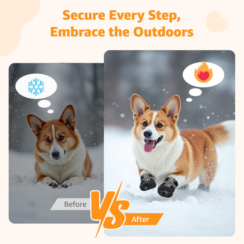 Dog Shoes Small Size Dogs - Dog Boots & Paw Protectors for Hot Pavement Winter Rain Snow, Waterproof Dog Booties with Reflective Strap for Outdoor Hiking Walking Running Training Size 3 #3 - BeesActive Australia