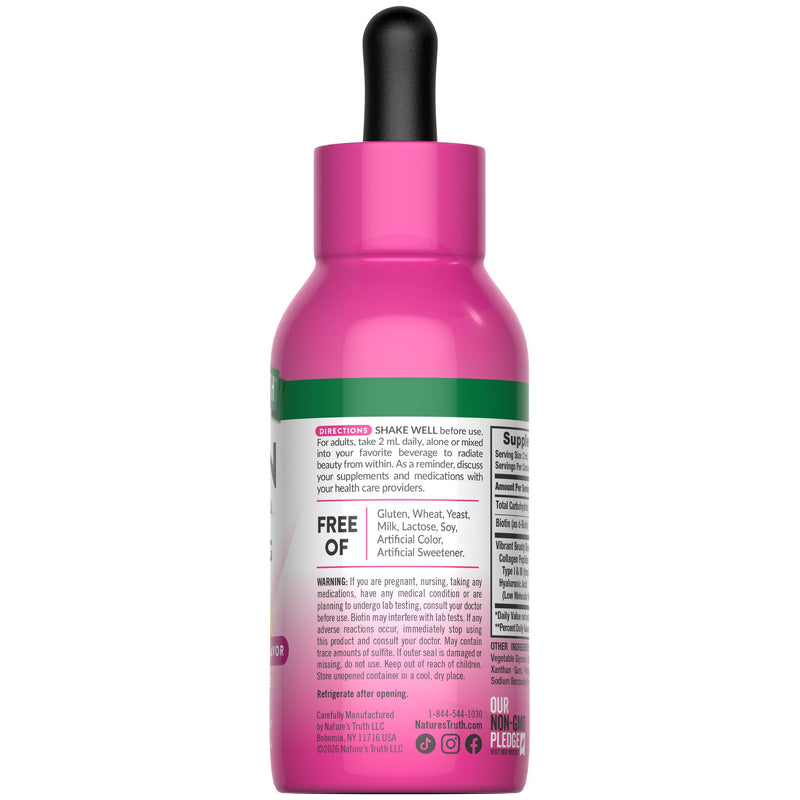 Nature's Truth Liquid Biotin and Collagen | 10,000mcg| 2 fl oz | with Hyaluronic Acid | Orange Creamsicle Flavor | Non-GMO & Gluten Free Supplement
