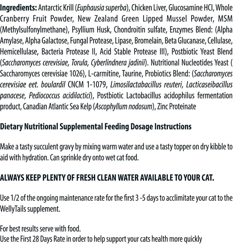 Senior Cat Joint Supplement Glucosamine, Chondroitin, Green Lipped Mussel + Probiotics and Digestive Enzymes, Heart, Urinary Tract and Immunity Support and Hairball Management 45 Scoops