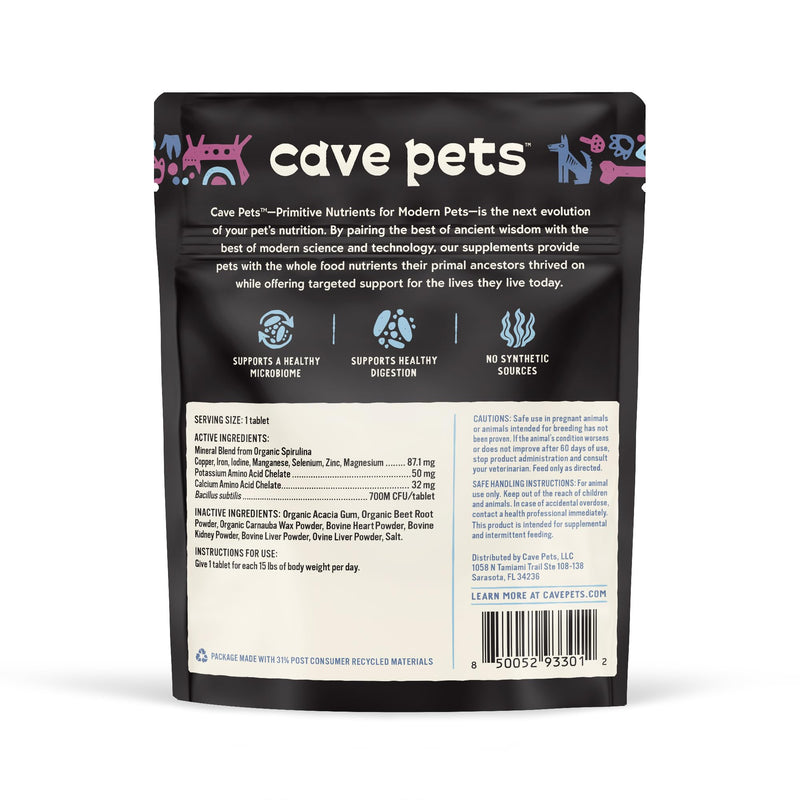 Cave Pets, Super Chomp Tablets, Dog Probiotic Supplement for Digestive Health, Multi-Glandular & Probiotics, 60 Tablets Multi Glandular + Probiotics
