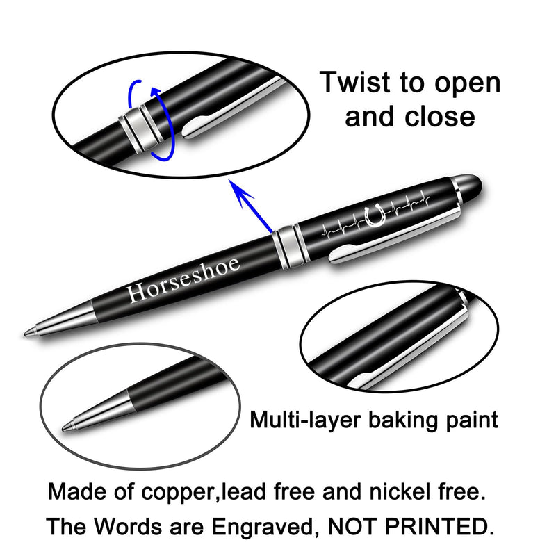 BLUPARK Lucky Horsehoe Roller Ballpen Horse Lover Gift Horseshoe Heartbeat Ballpoint Pen Equestrian Gift (Horseshoe) - BeesActive Australia