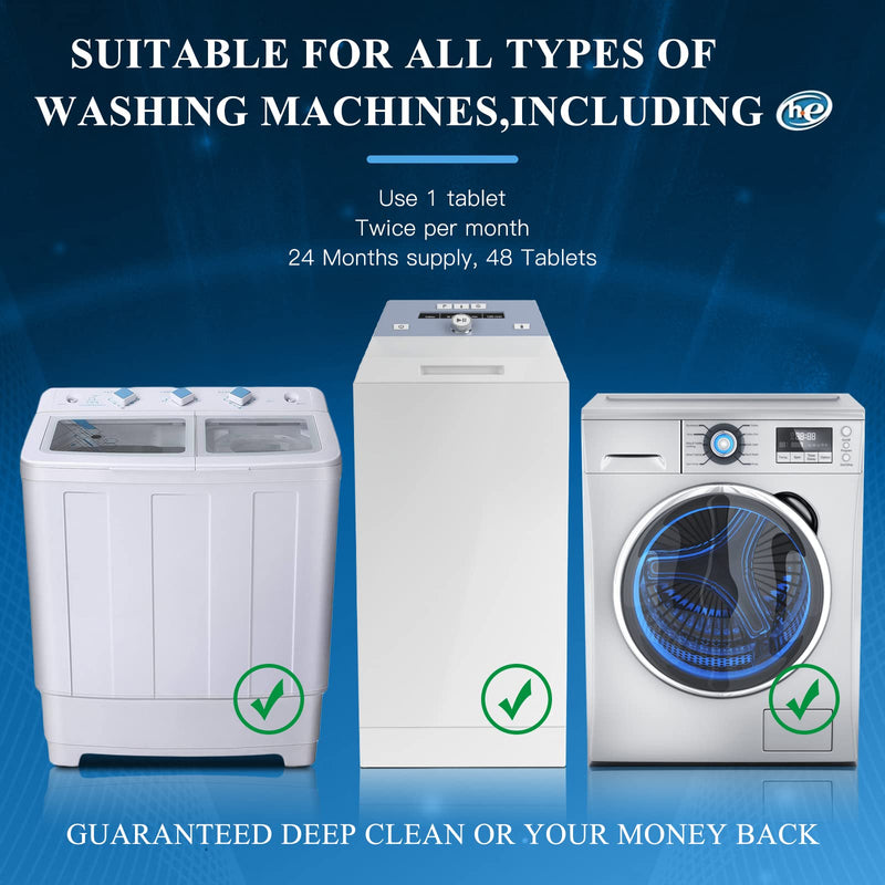 48 Pack Washing Machine Cleaner - Deep Cleaning Formula Tablets for Front and Top Loader Washer Machines - BeesActive Australia
