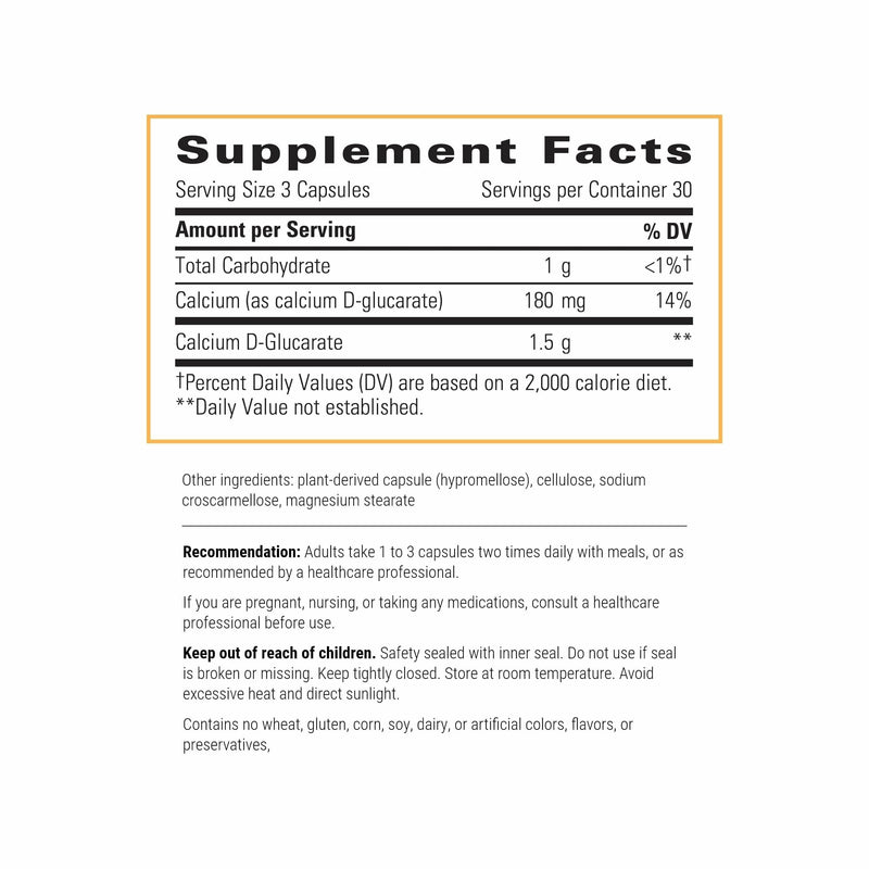 Integrative Therapeutics Calcium D-Glucarate - Supports Healthy Immune Function - Daily Support for Detoxification Systems & Estrogen Metabolism* - Gluten & Dairy-Free - 90 Capsules (30 Servings) Standard Packaging