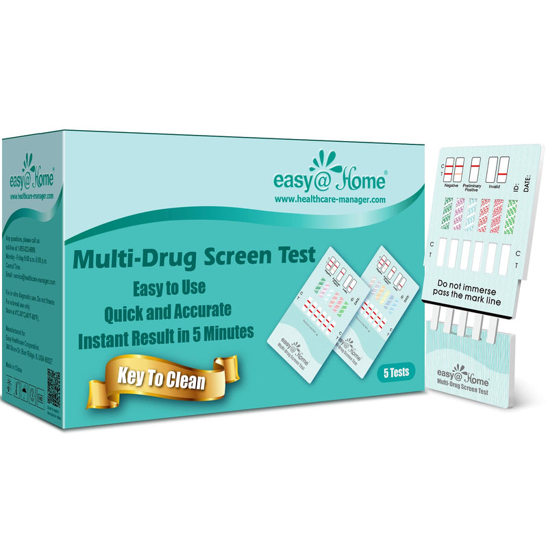 Easy@Home Multi-Drug Screen Test: Quick Testing Buprenorphine (BUP), Cocaine (COC), Morphine (MOR), Methadone (MTD), Oxazepam (BZO), Oxycodone (OXY) -#EDOAP-865 (5 Individual Pack) 5 Count (Pack of 1) - BeesActive Australia
