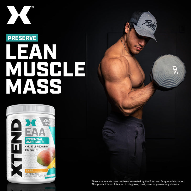 Scivation XTEND EAA + BCAA Powder | Muscle Recovery & Lean Muscle Growth | 9 Essential Amino Acids for Intra Workout or Post Workout Recovery | 10g EAAs Per 2 Servings | Mango 40 Servings 11.6 Ounce (Pack of 1) - BeesActive Australia
