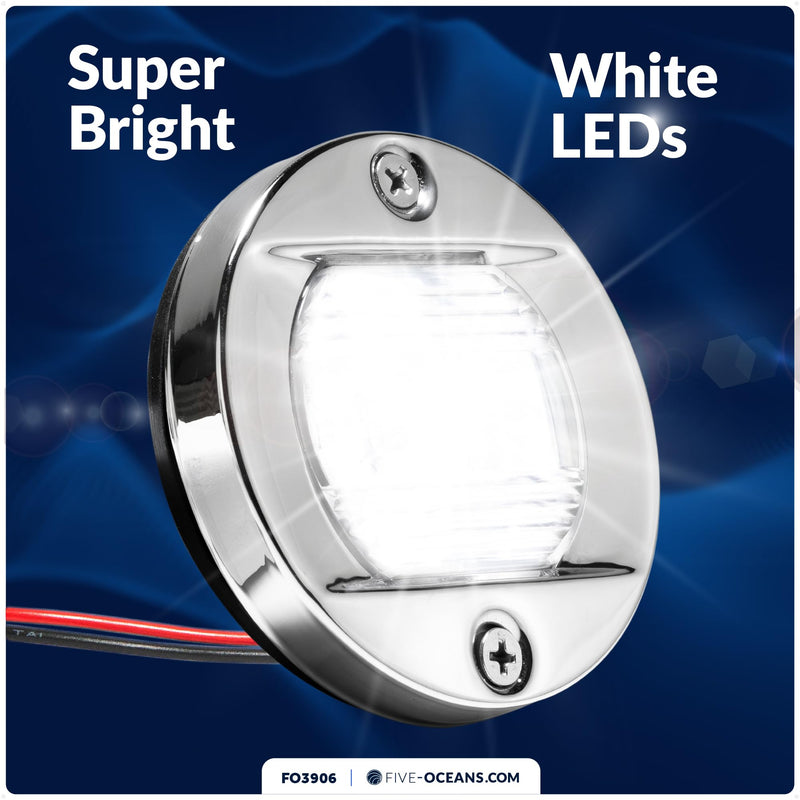 Five Oceans Boat Stern Light - LED Marine Rear Light, 3-Inch Flush Transom Mount, 12V for Pontoon, Fishing & Bass Boats - FO3906 1 Pack - BeesActive Australia