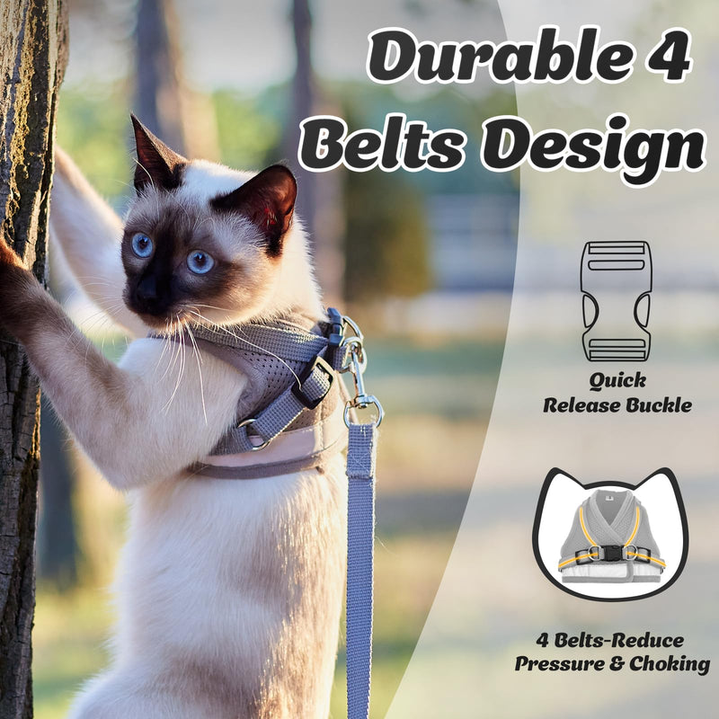 Supet Cat Harness and Leash Set for Walking and Small Dog Soft Mesh Harness Adjustable Vest with Reflective Strap Comfort Fit for Pet Kitten Puppy Rabbit M (Chest: 12.5" - 15.5") Black - BeesActive Australia