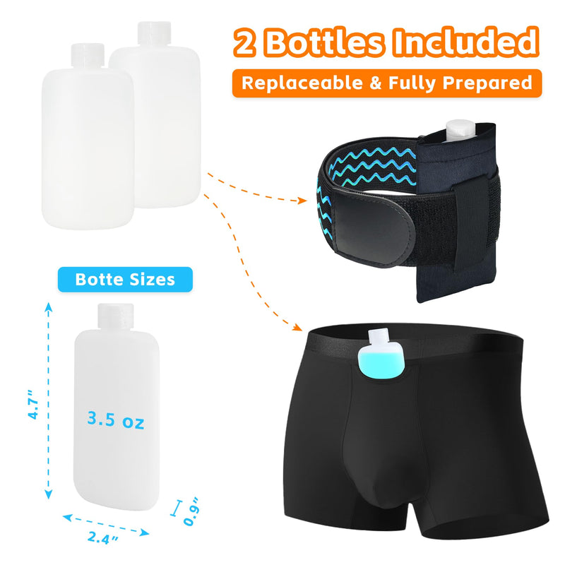 Urine Test Complete Kit - 2 Urine Empty Bottles of 3.5 oz Each, 1 Hi-Stretch Hidden Leg Strap, 10 Temperature Test Strips and 1 Storage Pouch, 1 Lining Pocket Boxer Brief for Travel Testing (M) M