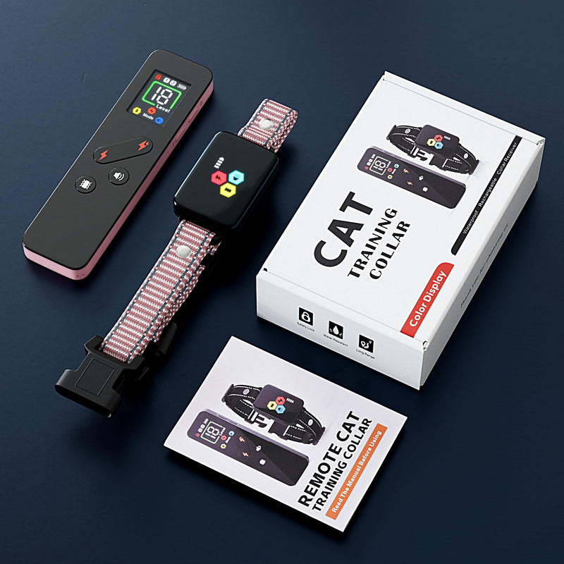 Cat Training Collar Cat Bark Collar with Remote Electric Cats Shock Collar 3300FT IP67 Waterproof 3 Training Modes Beep Vibration Shock Mode Top Meowing Effective for Bad Behavior Pink - BeesActive Australia