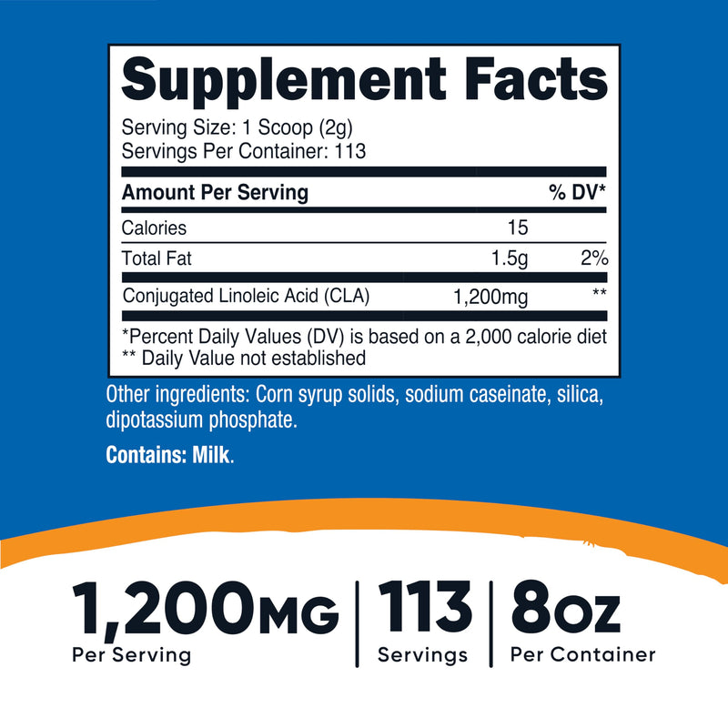 Nutricost CLA (Conjugated Linoleic Acid) 8oz (227g) Powder - Gluten Free, GMO Free CLA Supplement - BeesActive Australia