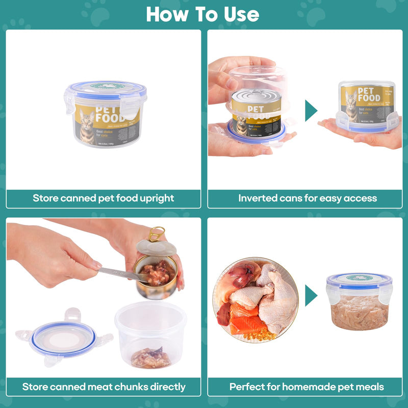 Canned Cat Food Storage Lids,Reusable Airtight Can Cover Pet Food Sealer - Keeps Cat Food Storage Can Fresh, Cat Food Lids Container Eliminates Odor, Easy To Use With SUS 304 Spoon,Can Opener 1 Jar（S）+1 spoon - BeesActive Australia