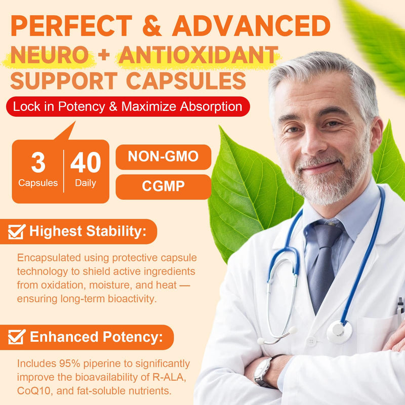 Totaria R Alpha Lipoic Acid 600mg - Stabilized ALA Supplement for Neuropathy Support Capsules, Nerve Health, Nervous System and Antioxidant, Non-GMO, Gluten Free, Vegan Safe 120 Counts 120 Count (Pack of 1)