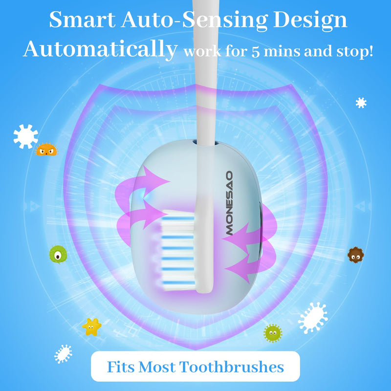 MONESAO Toothbrush Case, Toothbrush Covers with Holder, Rechargeable Travel Home Toothbrush Sanitizer And Holder, Sterilizer Cleaner Case for All Electric And Manual Toothbrushes (Blue) - BeesActive Australia