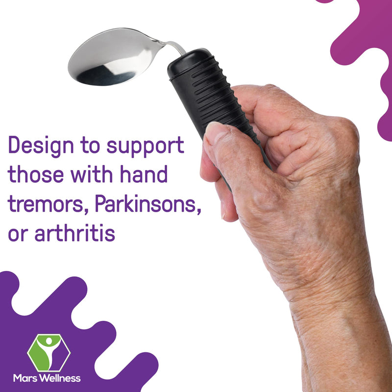 Mars Wellness Weighted Utensils Set - 3-Piece Heavy Duty, Stainless Steel Fork, Knife, and Spoon Adaptive Utensils Enhanced Stability while Eating for Elderly, Hand Tremors and Parkinson's Patients 3 Piece - BeesActive Australia