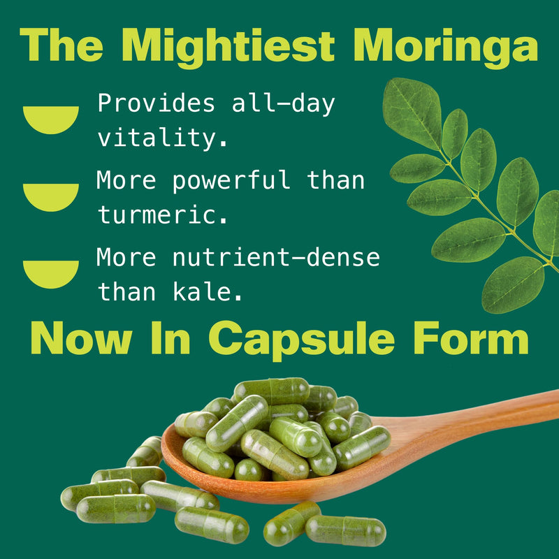 Kuli Kuli Organic Moringa Leaf Powder Capsules, 120 Count Superfood | Premium nutrient-dense moringa supplement delivers natural energy, vitality, and wellness support for everyday health 60 Count (Pack of 2)