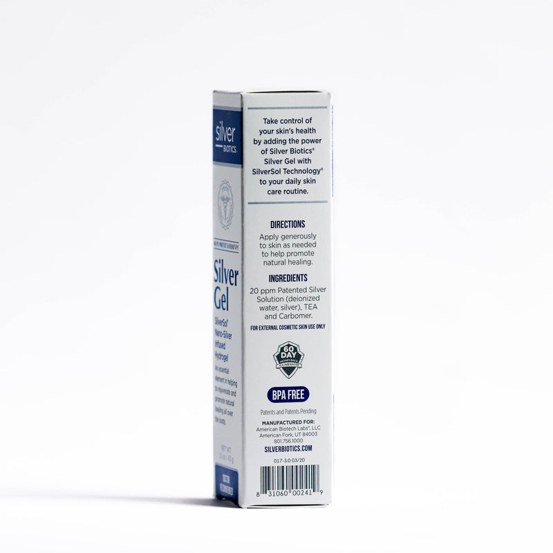 American Biotech Labs Silver Biotics Colloidal Silver Gel Nano-Silver 20 PPM Soothing Skin Gel | Versatile 1.5 oz Gel for Skin Comfort and Wellness 1.5 Ounce (Pack of 1) - BeesActive Australia