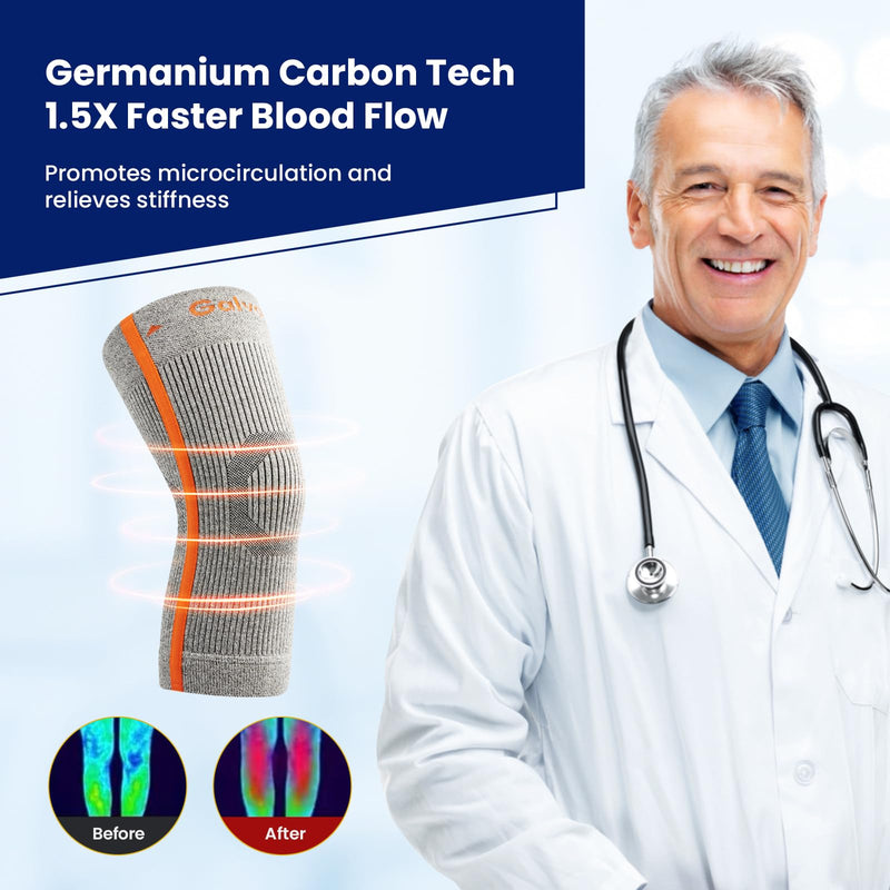 Galvaran Compression Knee Brace for Women & Men – Knee Support Sleeve for ACL, MCL, Meniscus Pain Relief, Joint Swelling & Injury Recovery | Skin-Friendly Anti-Slip Design | Daily Use & Sports Gray Medium - BeesActive Australia