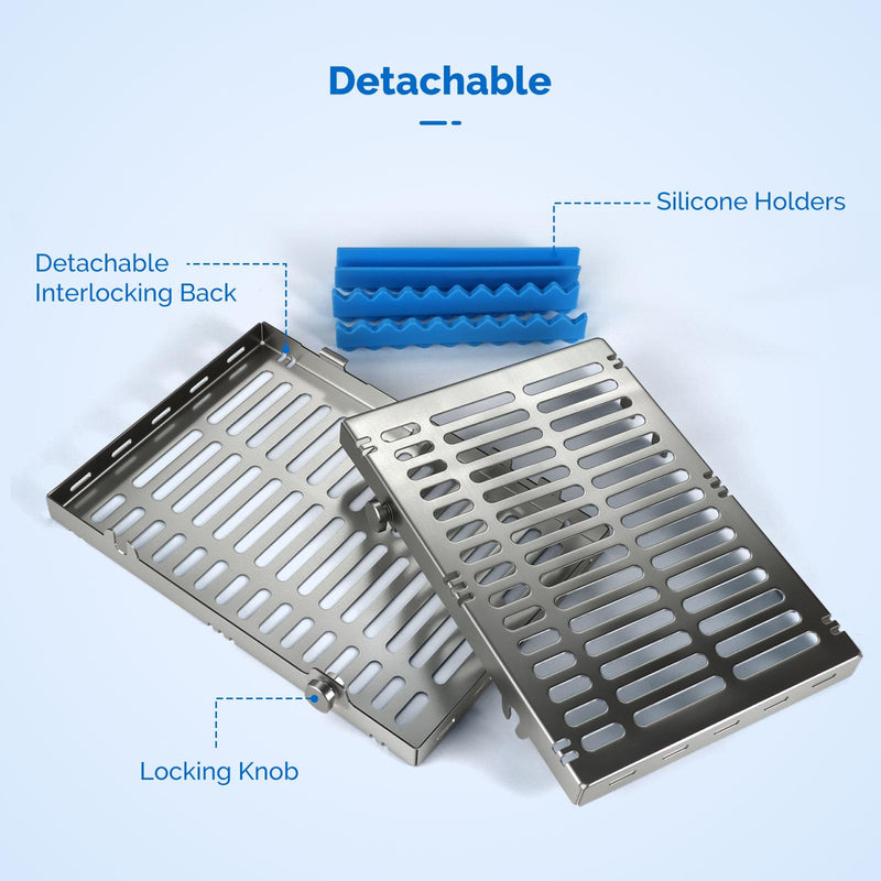 JMU Dental Autoclave Sterilization Cassettes for 10 Instruments, Detachable Instrument Cassette Rack, Blue 1 - BeesActive Australia