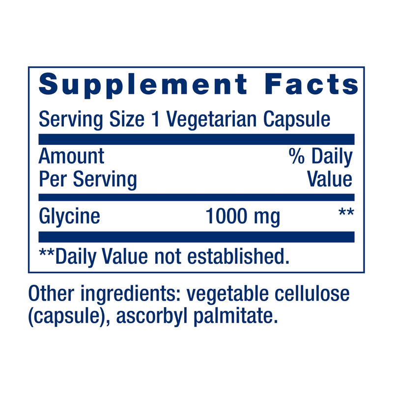 Life Extension Glycine, 1000 mg, Amino Acid that Promotes Healthy Sleep, Gluten-Free, Non-GMO, Vegetarian, 100 Capsules (Pack of 2) 100 Count (Pack of 2)