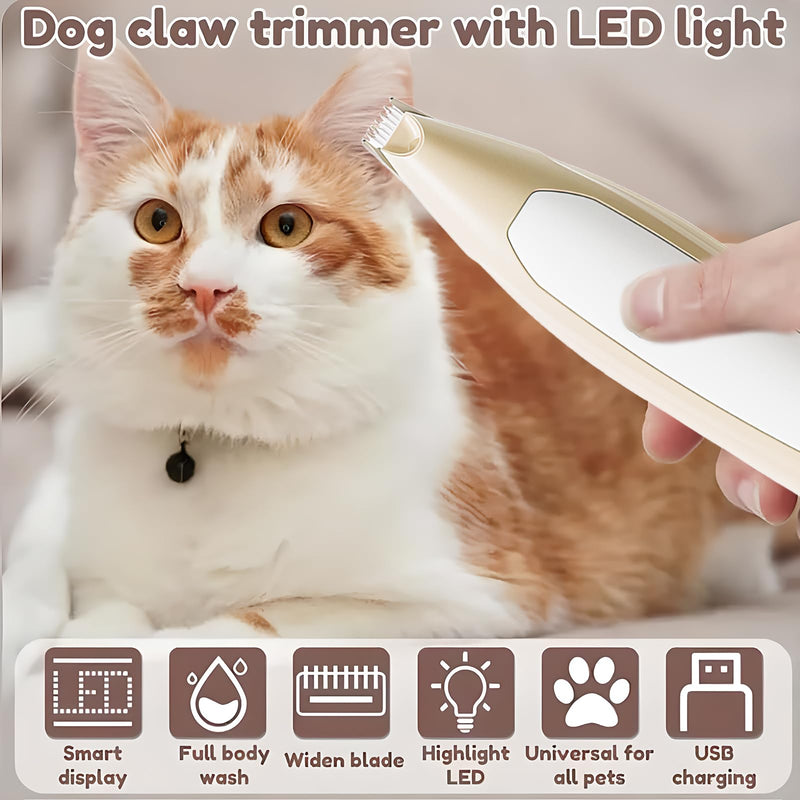 Dog Paw Trimmer, Pet Foot Hair Trimmer with LED Light, Rechargeable Low Noise Cat Hair Trimmer for Grooming Pet Hair Around Paws, Eyes, Ears, Face, Torso - BeesActive Australia